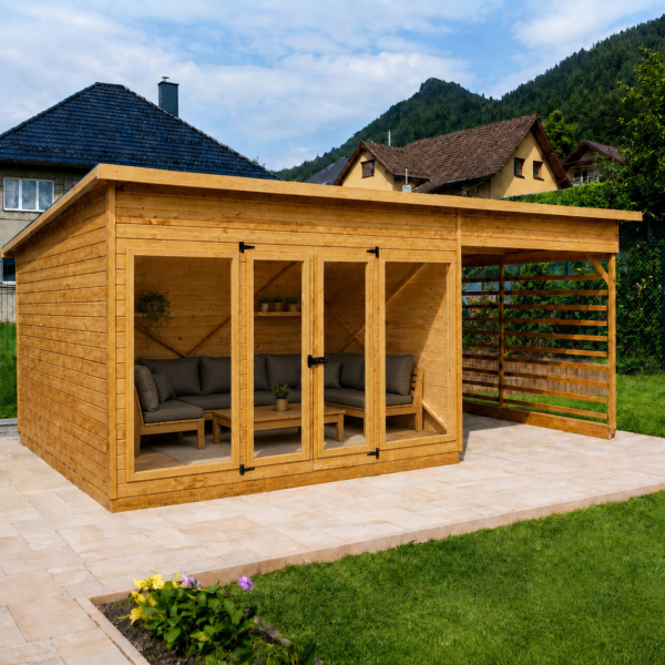 Záhradný domček OLI s terasou 5x3m